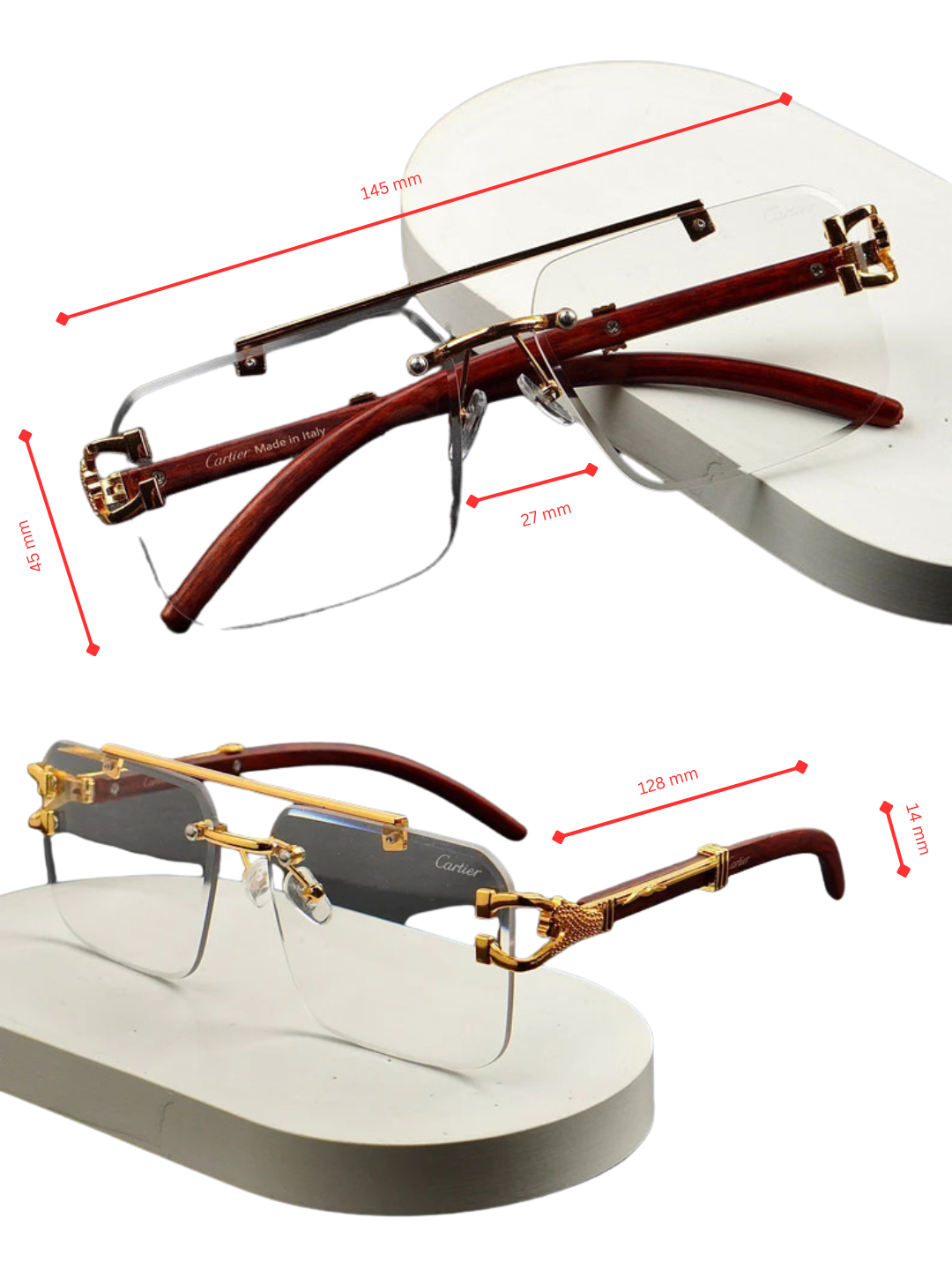 Transition Black Rimless Sunglasses