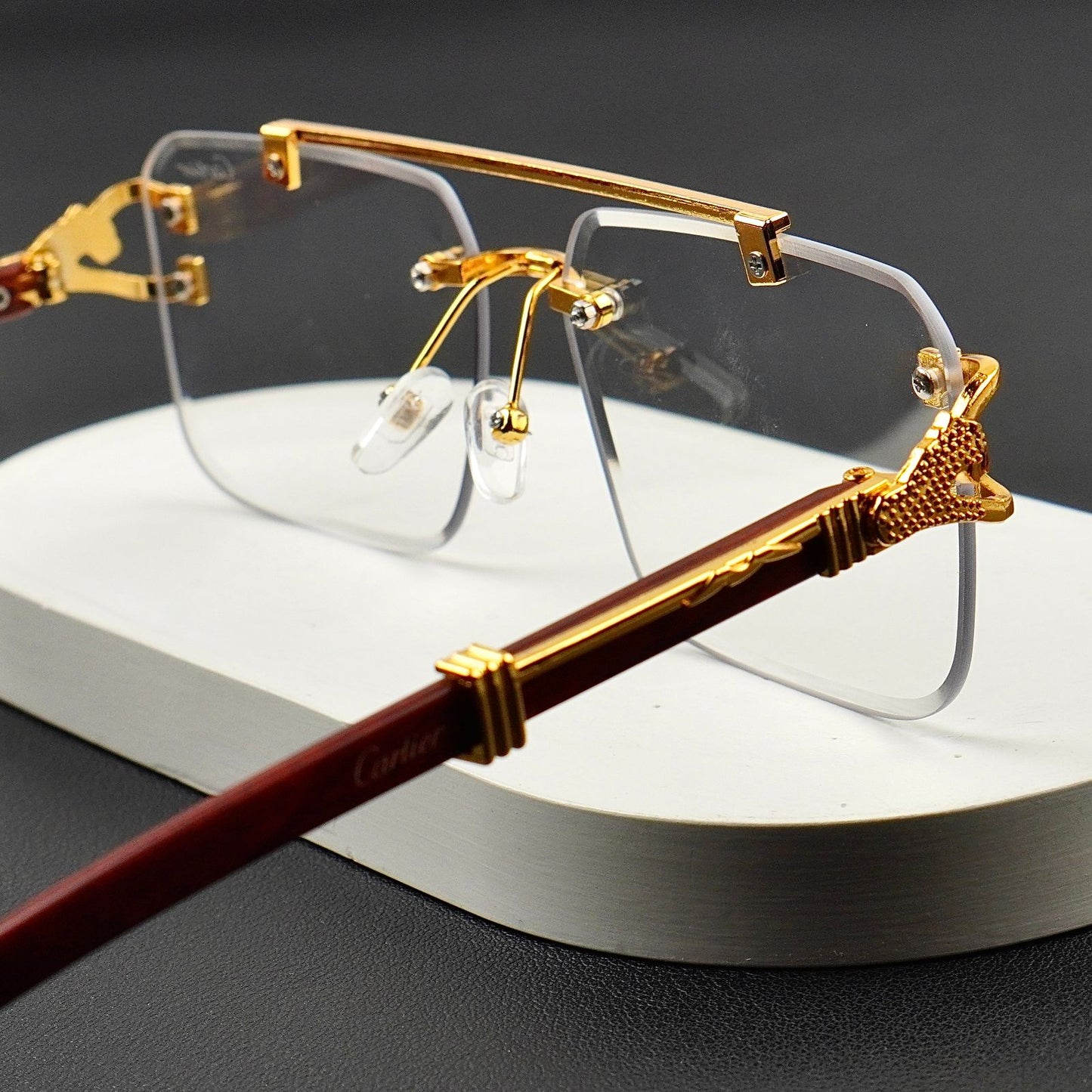 Transition Black Rimless Sunglasses