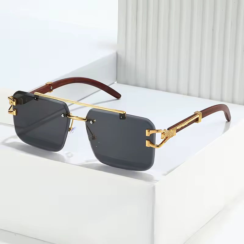 Transition Black Rimless Sunglasses